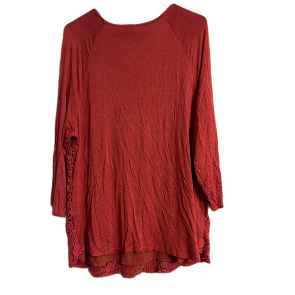 Cato’s Chic Deep Orange Crochet Tunic Top Size XL - Picture 4 of 7